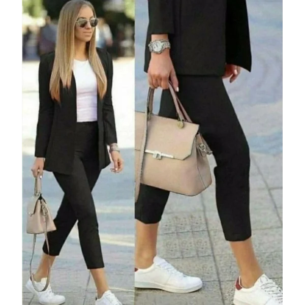 Kadın Atlas Kumaş Ceket Pantolon Takım