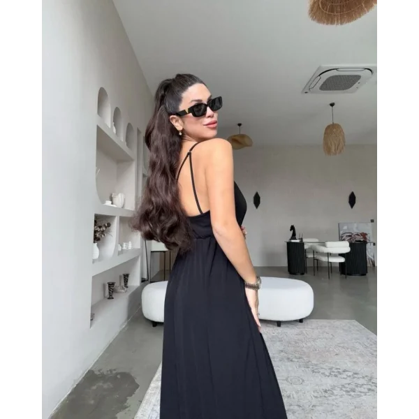 Kadın Ayarlı Çapraz İnce Askılı Bol Paça Rahat Kesim Tulum