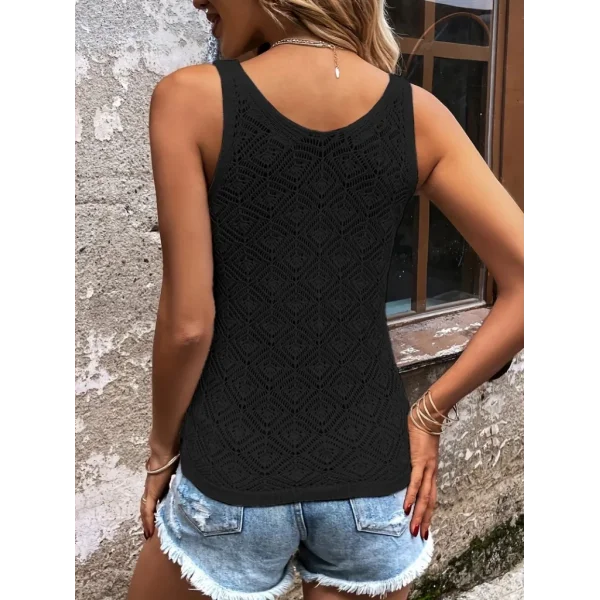 Kadın Baklava Desen Detaylı Kalın Askılı Triko Bluz