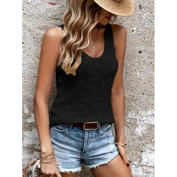 Kadın Baklava Desen Detaylı Kalın Askılı Triko Bluz