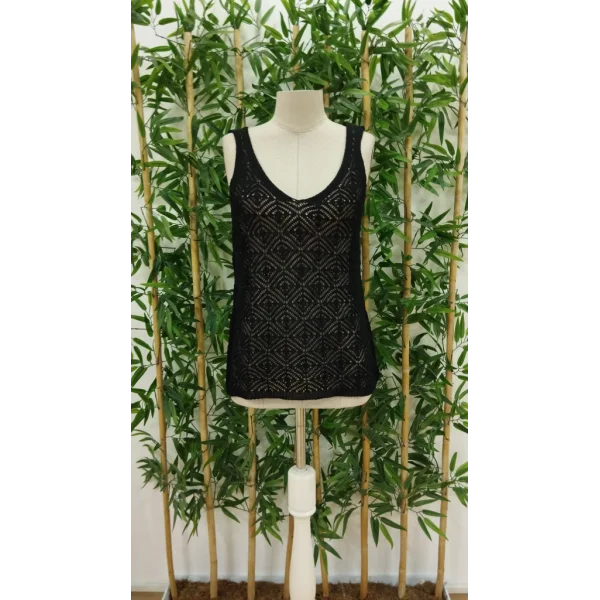 Kadın Baklava Desen Detaylı Kalın Askılı Triko Bluz