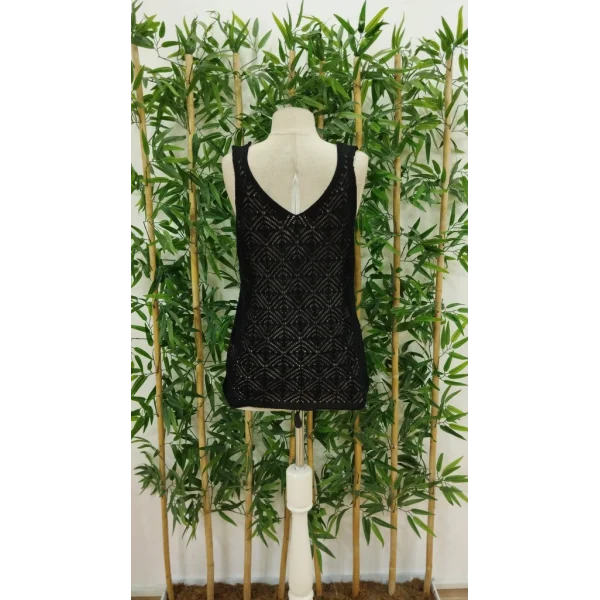 Kadın Baklava Desen Detaylı Kalın Askılı Triko Bluz