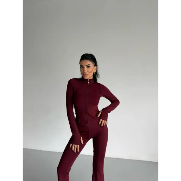 Kadın Balıkçı Yaka Cep Detaylı Ceket Ve Ispanyol Paça Spor Ikili Takım