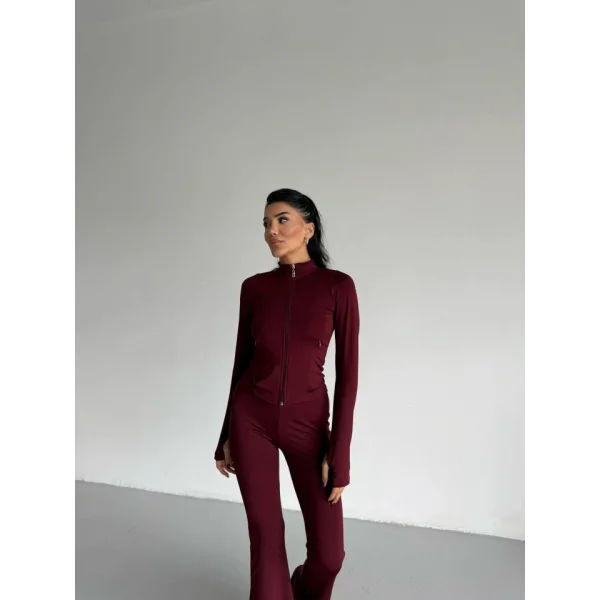 Kadın Balıkçı Yaka Cep Detaylı Ceket Ve Ispanyol Paça Spor Ikili Takım