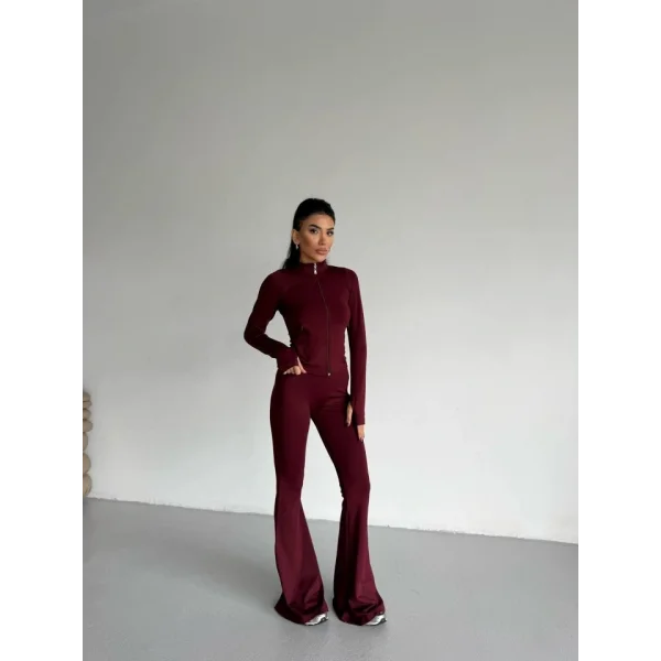 Kadın Balıkçı Yaka Cep Detaylı Ceket Ve Ispanyol Paça Spor Ikili Takım