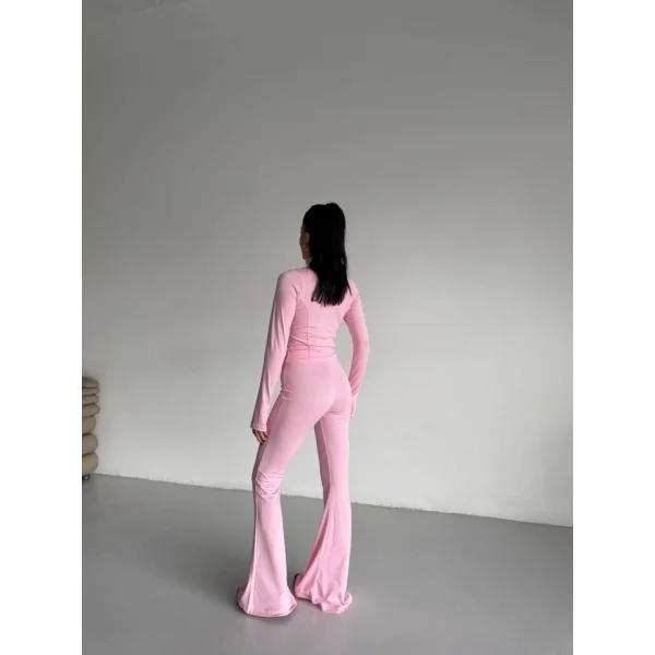 Kadın Balıkçı Yaka Cep Detaylı Ceket Ve Ispanyol Paça Spor Ikili Takım