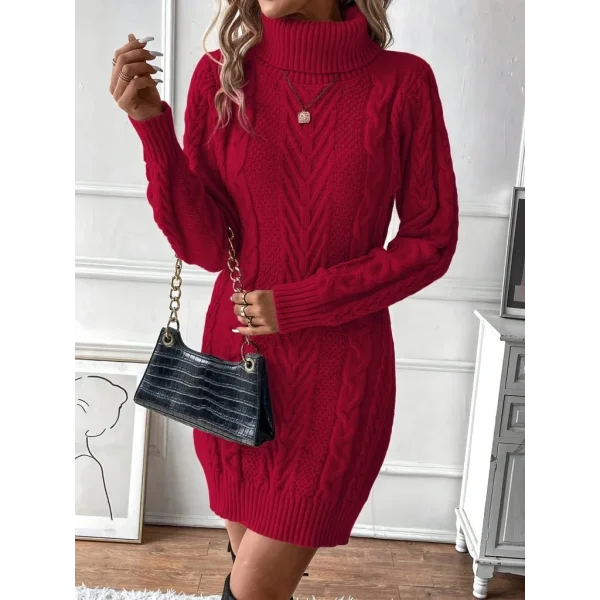 Kadın Balıkçı Yaka Mini Triko Elbise