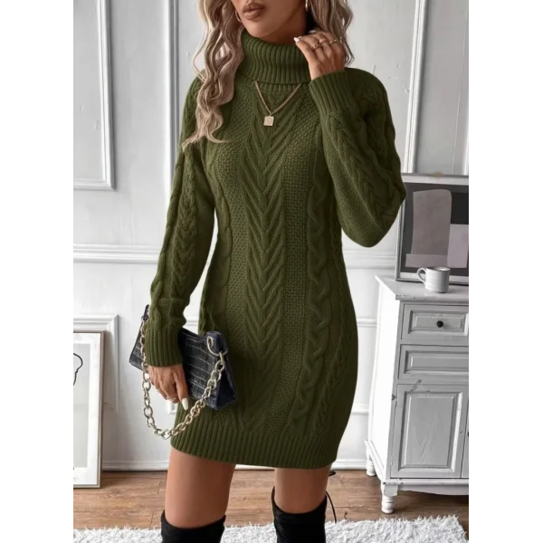 Kadın Balıkçı Yaka Mini Triko Elbise