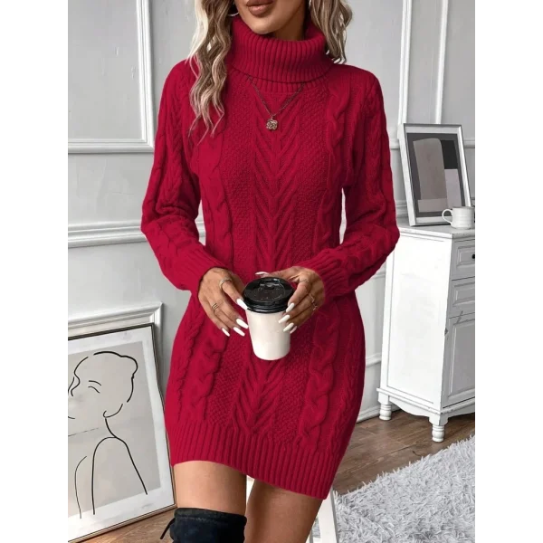 Kadın Balıkçı Yaka Mini Triko Elbise