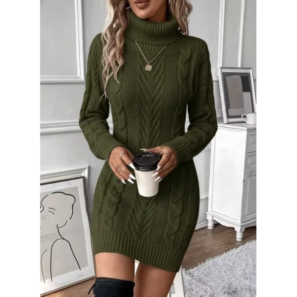 Kadın Balıkçı Yaka Mini Triko Elbise