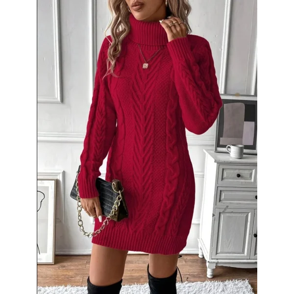 Kadın Balıkçı Yaka Mini Triko Elbise