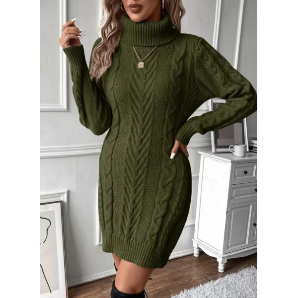 Kadın Balıkçı Yaka Mini Triko Elbise