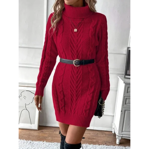 Kadın Balıkçı Yaka Mini Triko Elbise