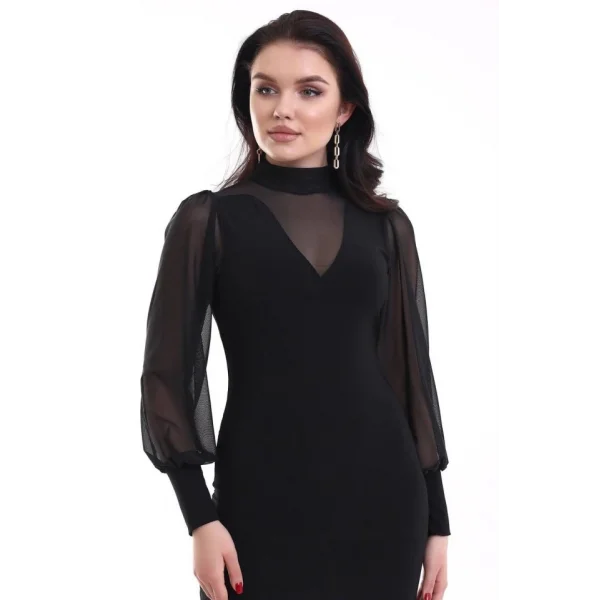 Kadın Balıkçı Yaka Transparan Detay Fırsat ürün andy Kumaş ini Elbise