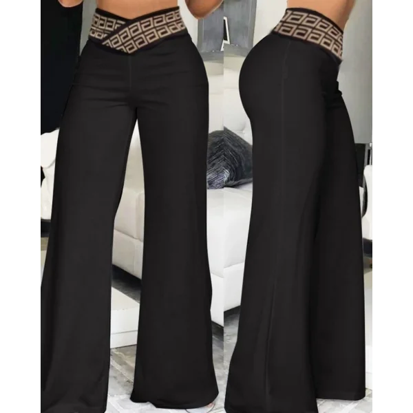 Kadın Belde Kruvaze Ve Ribana Detay Ispanyol Paça Ithal Krep Pantolon