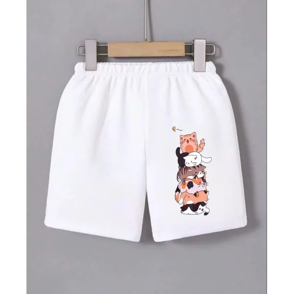 Kadın Beli Lastikli Baskılı Mini Şort - Beyaz