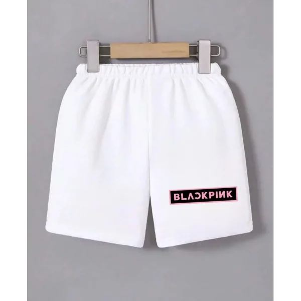 Kadın Beli Lastikli Baskılı Mini Şort - Beyaz