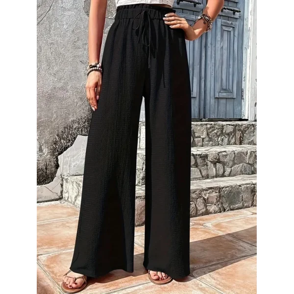 Kadın Beli Lastikli Bol Paça Bürümcük Pantolon