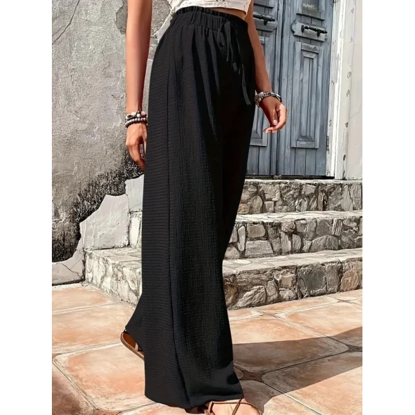 Kadın Beli Lastikli Bol Paça Bürümcük Pantolon