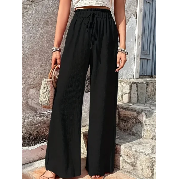 Kadın Beli Lastikli Bol Paça Bürümcük Pantolon