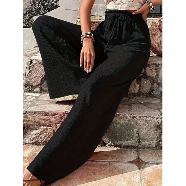 Kadın Beli Lastikli Bol Paça Bürümcük Pantolon