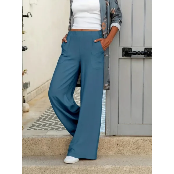 Kadın Beli Lastikli Cepli Palazzo Aerobin Pantolon