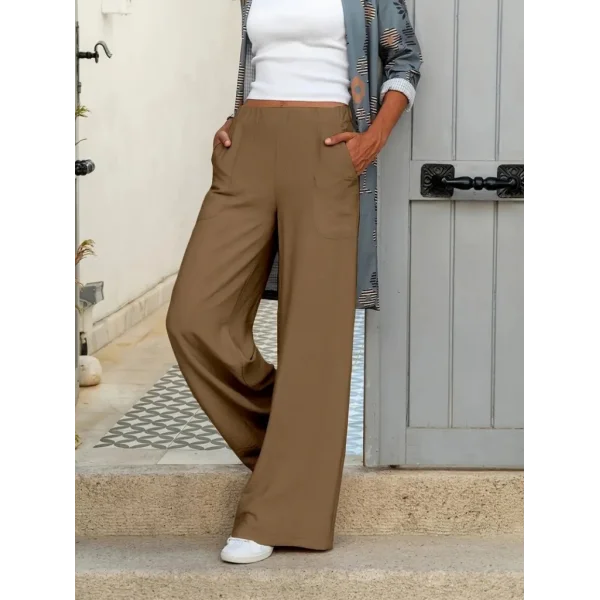 Kadın Beli Lastikli Cepli Palazzo Aerobin Pantolon