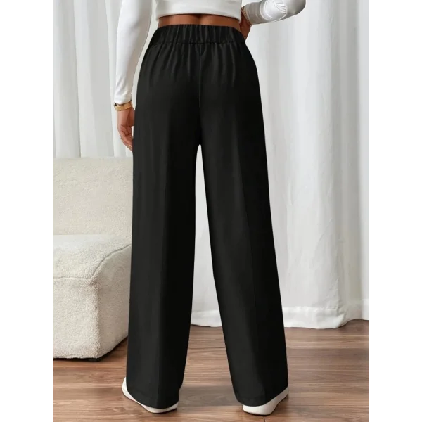 Kadın Beli Lastikli Düğmeli Ithal Krep Pantolon