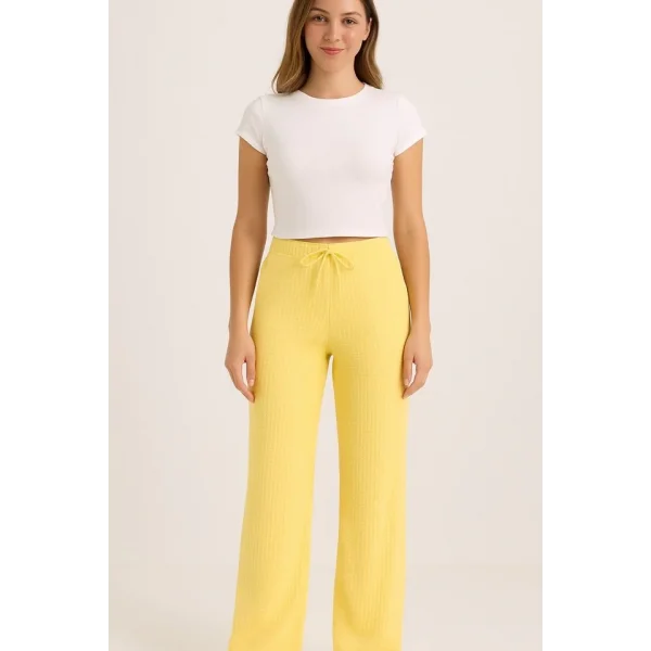 Kadın Beli Lastikli Pol Paça Pantolon