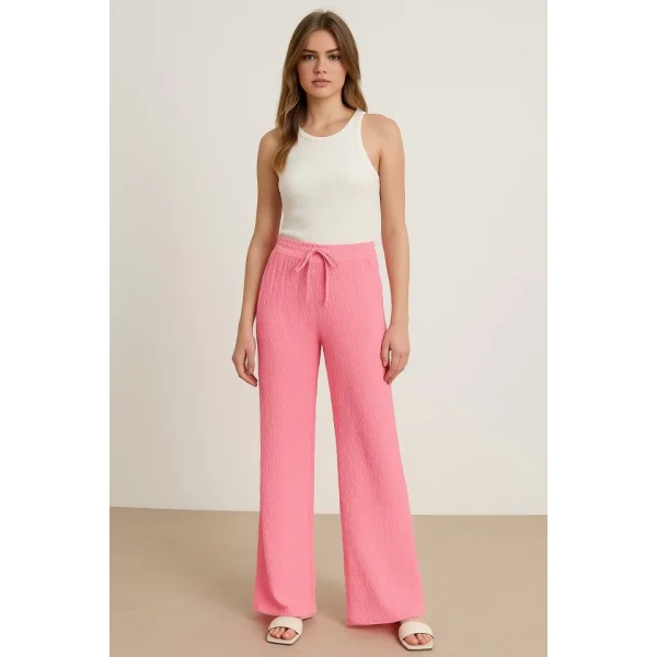 Kadın Beli Lastikli Pol Paça Pantolon