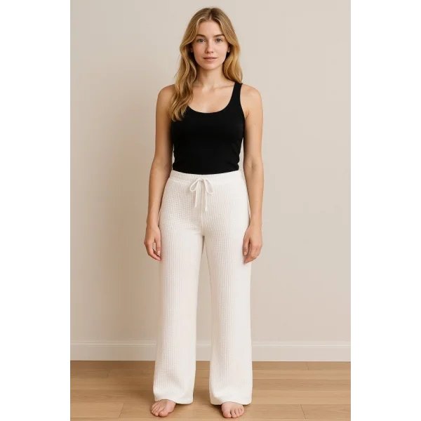Kadın Beli Lastikli Pol Paça Pantolon