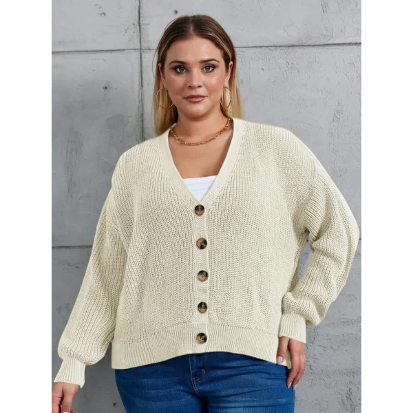 Kadın Beş Düğme Büyük Beden Triko Hırka