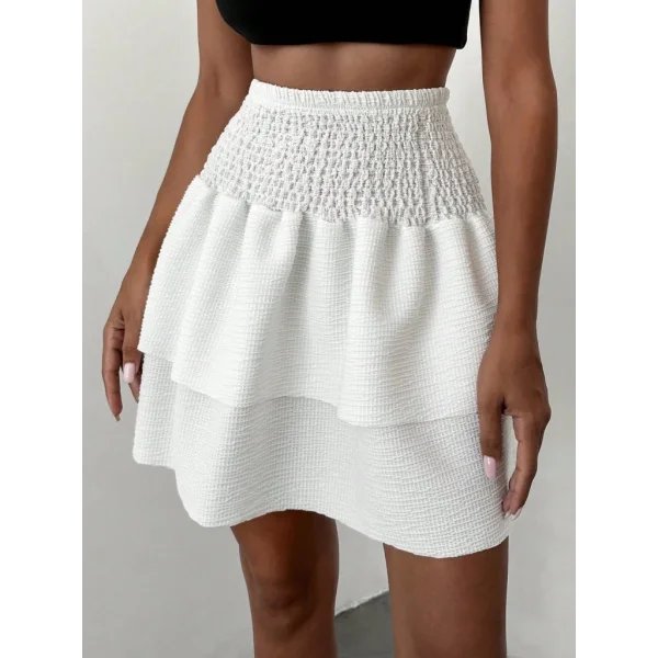 Kadın Beyaz Gipeli Suprem Kumaş Etek