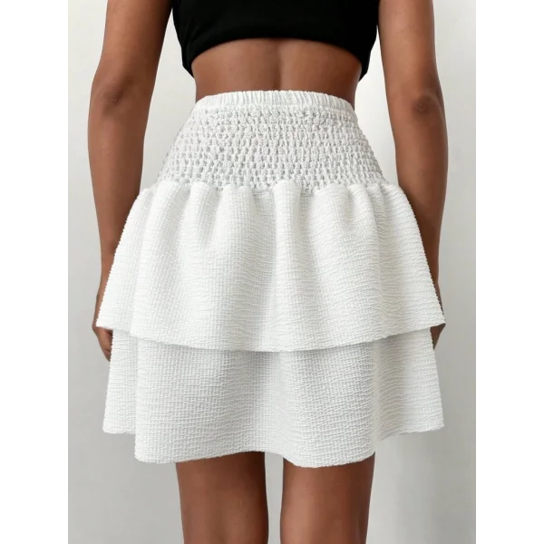 Kadın Beyaz Gipeli Suprem Kumaş Etek