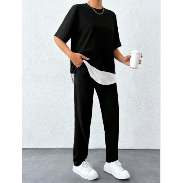 Kadın Bisiklet Yaka Atlet Detay Bürümcük Kumaş Ikili Takım