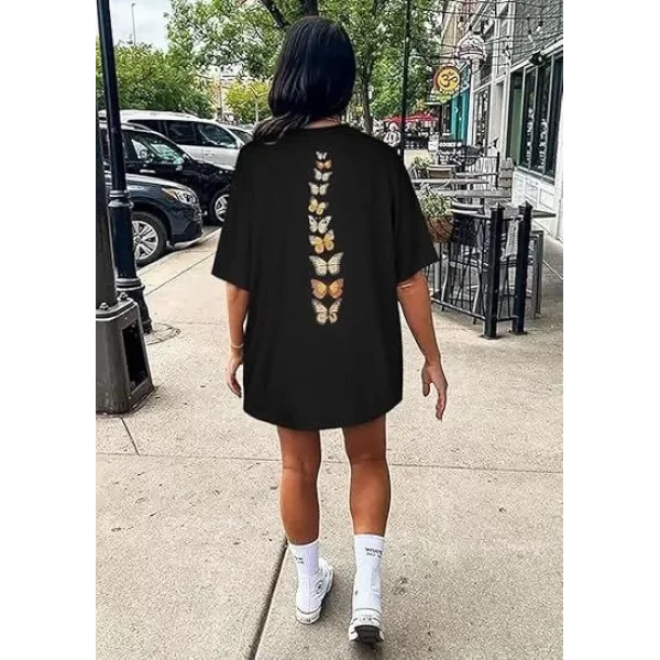 Kadın Bisiklet Yaka Baskılı T-shirt - Siyah