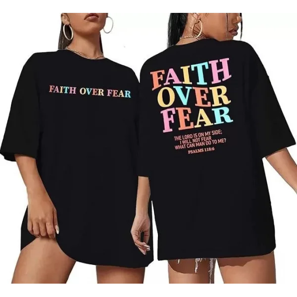 Kadın Bisiklet Yaka Baskılı T-shirt - Siyah