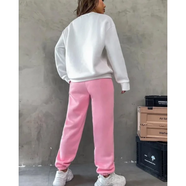 Kadın Bisiklet Yaka Brooklyn Baskılı üç Iplik Kumaş Sweat