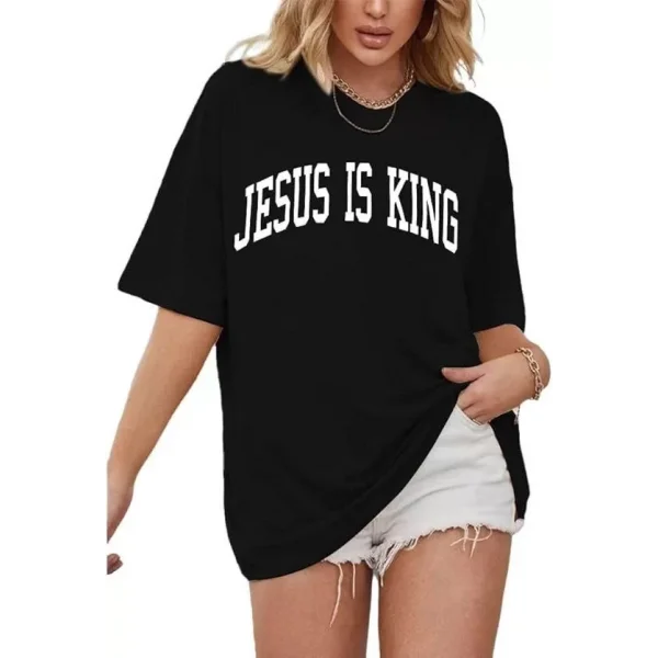 Kadın Bisiklet Yaka Kısa Kol Baskılı T-shirt - Siyah