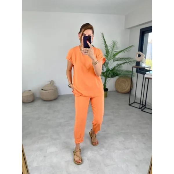 Kadın Bisiklet Yaka Paça Pensli Aerobin Kumaş İkili Takım