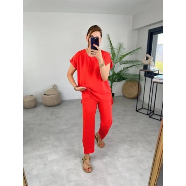 Kadın Bisiklet Yaka Paça Pensli Aerobin Kumaş İkili Takım