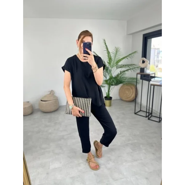 Kadın Bisiklet Yaka Paça Pensli Aerobin Kumaş İkili Takım