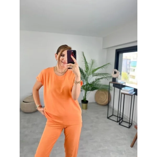 Kadın Bisiklet Yaka Paça Pensli Aerobin Kumaş İkili Takım