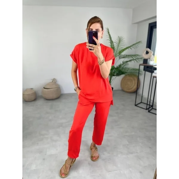 Kadın Bisiklet Yaka Paça Pensli Aerobin Kumaş İkili Takım