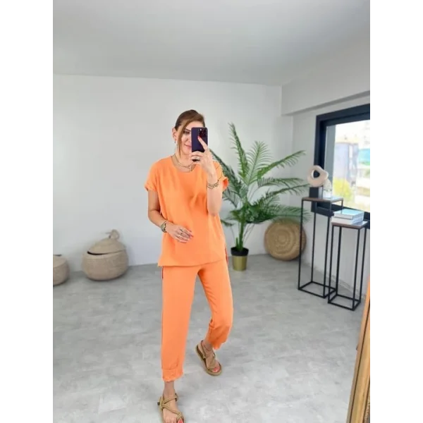 Kadın Bisiklet Yaka Paça Pensli Aerobin Kumaş İkili Takım