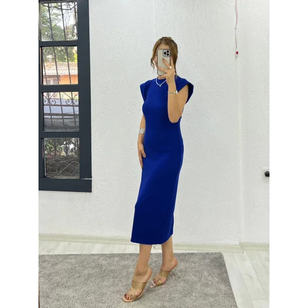 Kadın Bisiklet YakaTkolmidi Boy Elbise