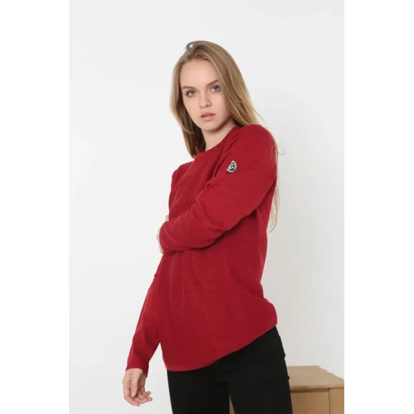 Kadın Biskilet Yaka Kolu Armalı - Kırmızı