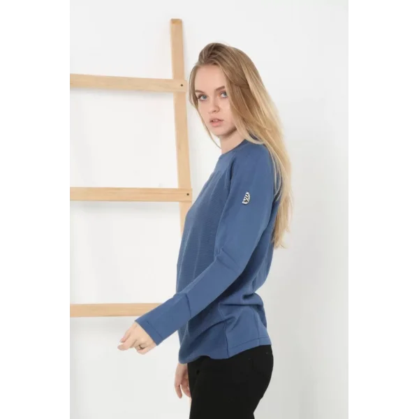 Kadın Biskilet Yaka Kolu Armalı - Koyu Mavi