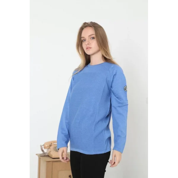 Kadın Biskilet Yaka Kolu Armalı - Mavi