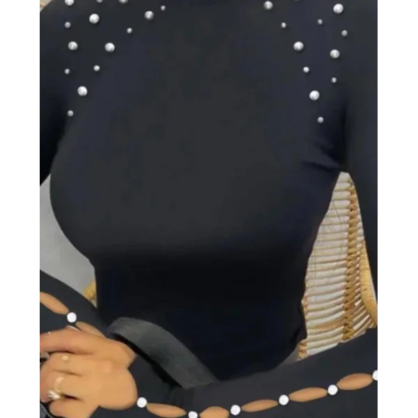 Kadın Boğazlı Inci Detay Fırsat ürün Bluz